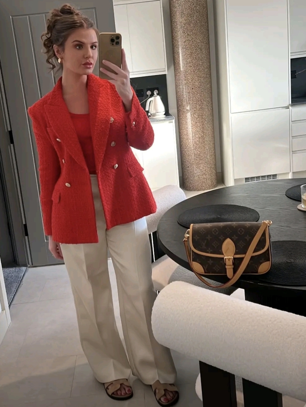 ZARA RED TEXTURED TWEED DOUBLE-BREASTED BLAZER size XS Kate Middleton - Picture 4 of 16